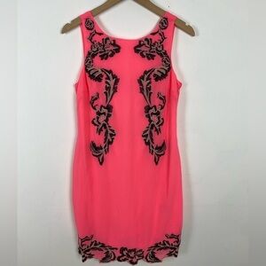 NWT Arc & Co Chiffon Hot Pink Embroidered Dress, Size Small, Tank Dress